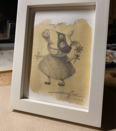 《姐姐》小猪佩奇,张渤素描作品原作 21*...