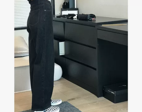 梨形身材大码直筒宽松牛仔长裤女胖妹妹mm显...