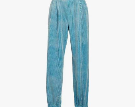 2021年春装新款蓝色灯芯绒休闲束脚裤直筒...