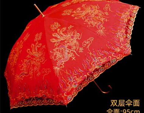 婚伞中国风结婚红伞出嫁中式红色伞新娘出门伞...