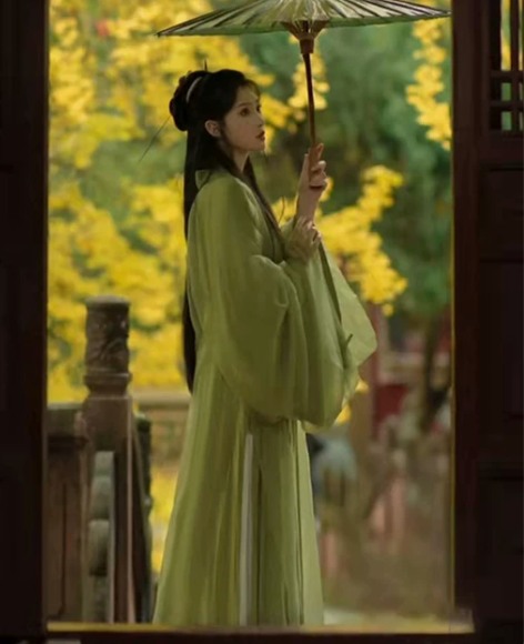 汉服绿色汉服女原创魏晋制古装超仙气飘逸广袖...