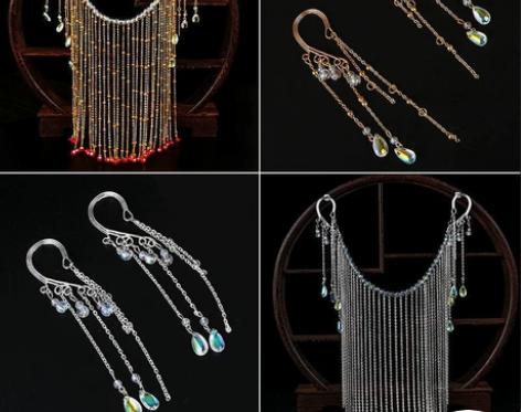 古风面帘遮脸挂耳汉服头饰古装饰品遮面帘发饰...