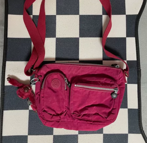 在台湾免税店买的，斜挎包，很能装25×18...