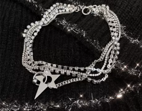 CHICYOU 银色星星吊坠钻石装饰ins...