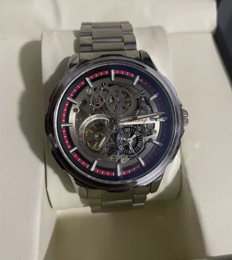 AILANG/艾浪全自动机械表钢带镂空背透...