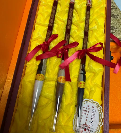 善琏湖笔，三支礼盒套装，加健羊毫，狼毫，兼...