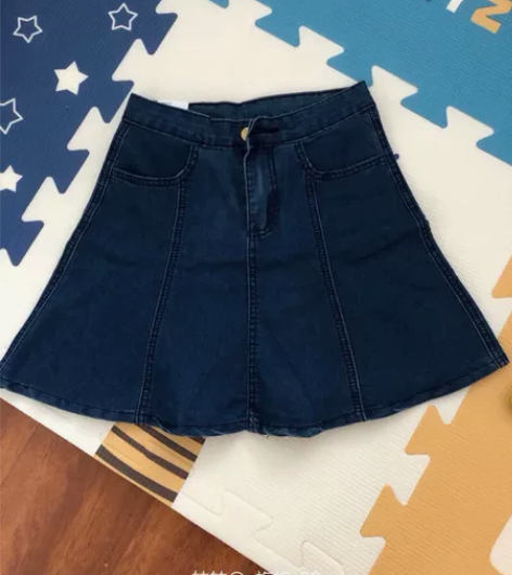 全新牛仔中短裙复古文艺半身裙子伞裙夏女中裙...