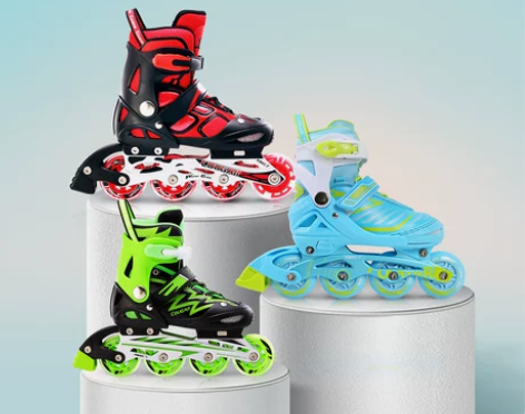 美洲狮轮滑鞋儿童女童溜冰鞋男孩初学者旱冰鞋...