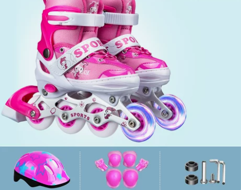 派乐迪溜冰鞋儿童全套装男童女童旱冰轮滑鞋初...