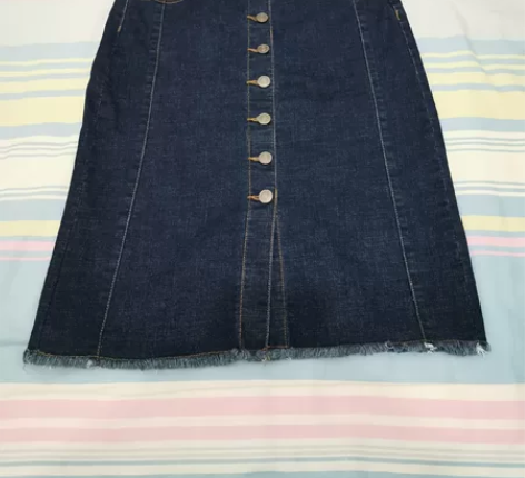美特斯邦威 深蓝色牛仔A字裙 半裙 中裙 ...