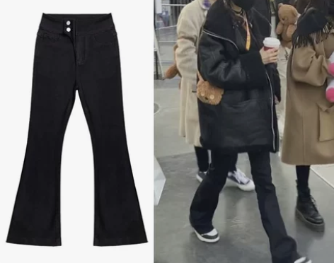 杨幂同款 友情长美腿！时髦百搭黑色微喇牛仔...