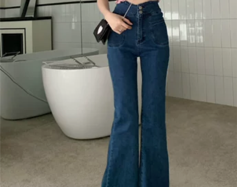 高腰牛仔裤女显瘦裤子夏季长裤微喇叭拖地