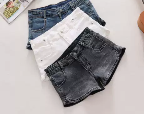 牛仔短裤 牛仔短裤蓝色弹力低腰性感超热裤紧...