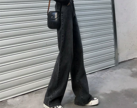 冬季牛仔裤女宽松2019新款黑色秋冬加绒拖...