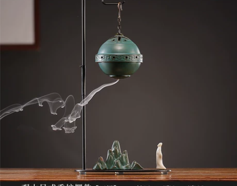 熏香炉 檀香熏香创意倒流香炉千里江山吊球中...