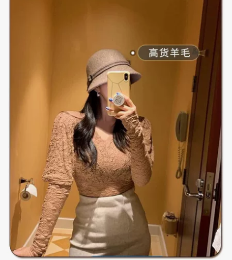 羊毛呢帽子驼色礼帽女款秋冬赫本法式优雅复古...