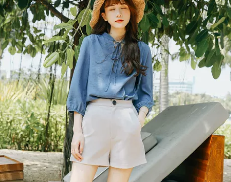 瞌睡兔ins超火的高腰直筒休闲短裤女夏季学...