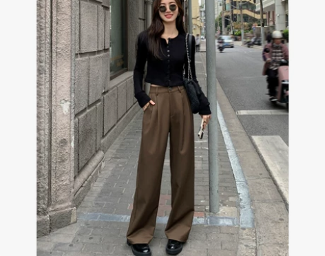 MULVAN复古休闲西装裤女2022秋冬新...