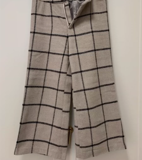 羊毛呢复古格子喇叭裤 购于unique o...