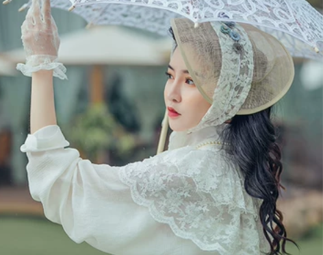 都城南庄汉服芊苡尘云肩汉元素配饰蕾丝百搭披...