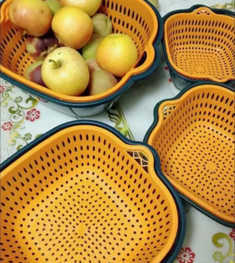 【实体店赔钱清仓厨房神器】双层塑料洗菜盆、...