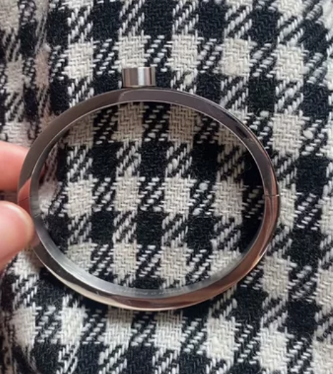 Vintage中古日系钻石钢圈银色手镯 古...