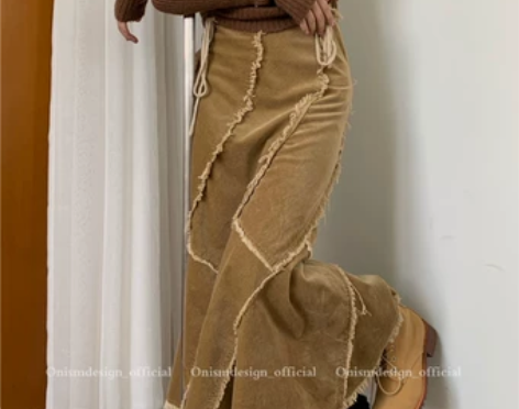 不规则鱼尾裙半身裙女2021年冬季中长款灯...