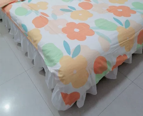 罗*乐蜗微瑕全棉烈焰小磨毛自制公主风四件套...