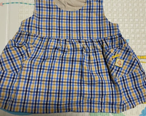 familiar 蓝格子背带裙，90码，正...