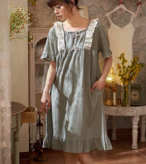 思莉太太睡裙女夏季纯棉短袖新款日系可爱公主...