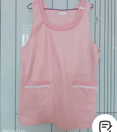 粉色日系家务围裙马甲坎肩购于外贸店，出口日...