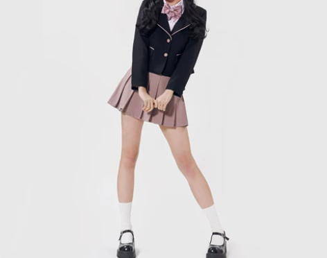 PinkyRoom原创设计学院风甜酷粉黑衬...