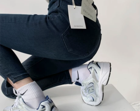 美式做旧复古高腰牛仔裤秋冬弹力修身提臀铅笔...