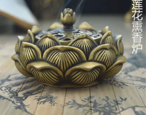 纯铜熏香炉莲花熏炉客厅摆件家居室香炉檀香香...