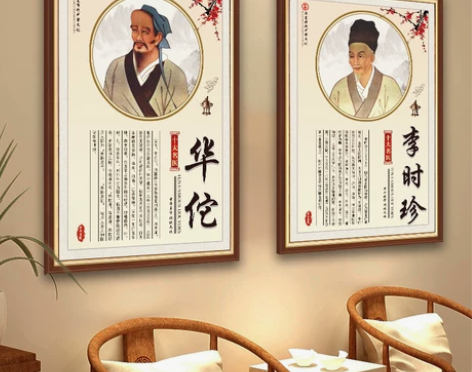装饰画十大名医挂画名人字画中医养生馆李时珍...