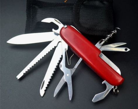 91mm红色11开多功能刀户外13功能不锈...