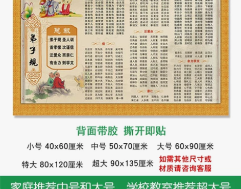 唐诗三百首墙贴挂画小学生背诵古诗词贴画海报...