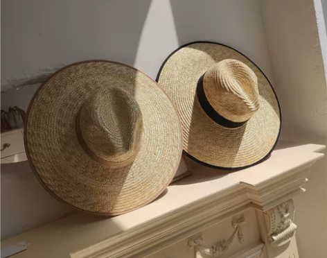 欧美风小众款大檐包边爵士麦秆草帽女夏季法式...