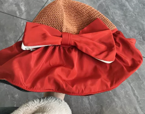 蝴蝶结编织渔夫帽 防水材质 这样效果不错！...