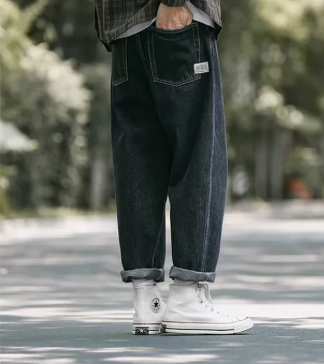 日系复古水洗哈伦牛仔裤男春秋冬新款潮牌宽松...