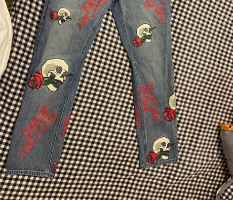 S45 骷髅玫瑰牛仔裤S码 已绝版 全新 ...