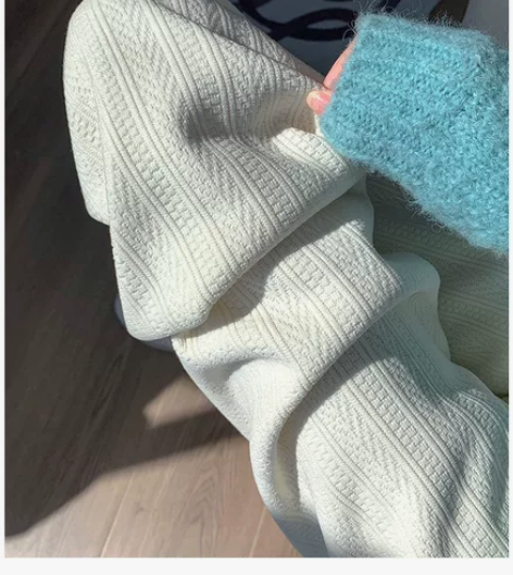 超厚全新!雪尼尔阔腿裤女秋冬2022新款麦...