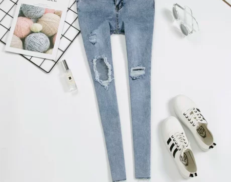 超火港味裤子女夏2018新款高腰chic紧...