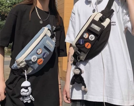 潮牌胸包男休闲日系单肩小背包学生潮流斜挎包...