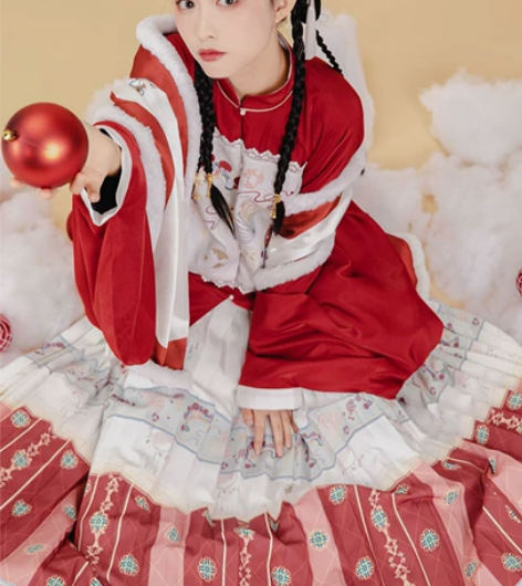 正版汉服出租|七月夕 走秀款 绒果 袄裙立...