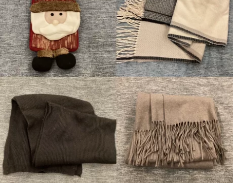 三条围巾打包出！ 黑色的弹性很大 比较短 ...