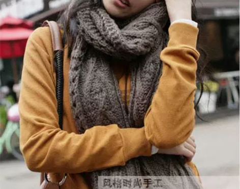 韩版时尚纯手工毛线围巾/针织围巾披肩两用 ...