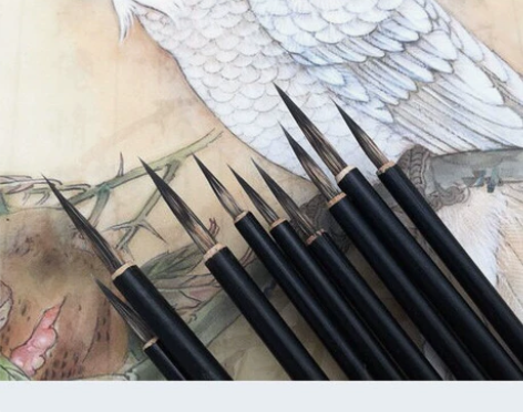 鼠须勾线笔叶筋书法瘦金体专用国画工笔石獾实...