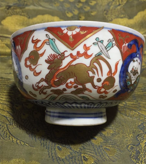 日本回流老九谷。有田烧。老伊万里风。釉下青...