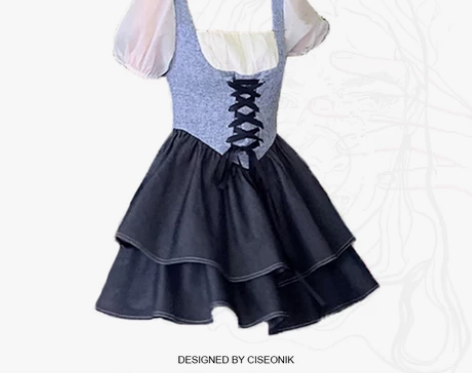 大码胖妹妹法式泡泡袖连衣裙女夏季纯欲辣妹假...